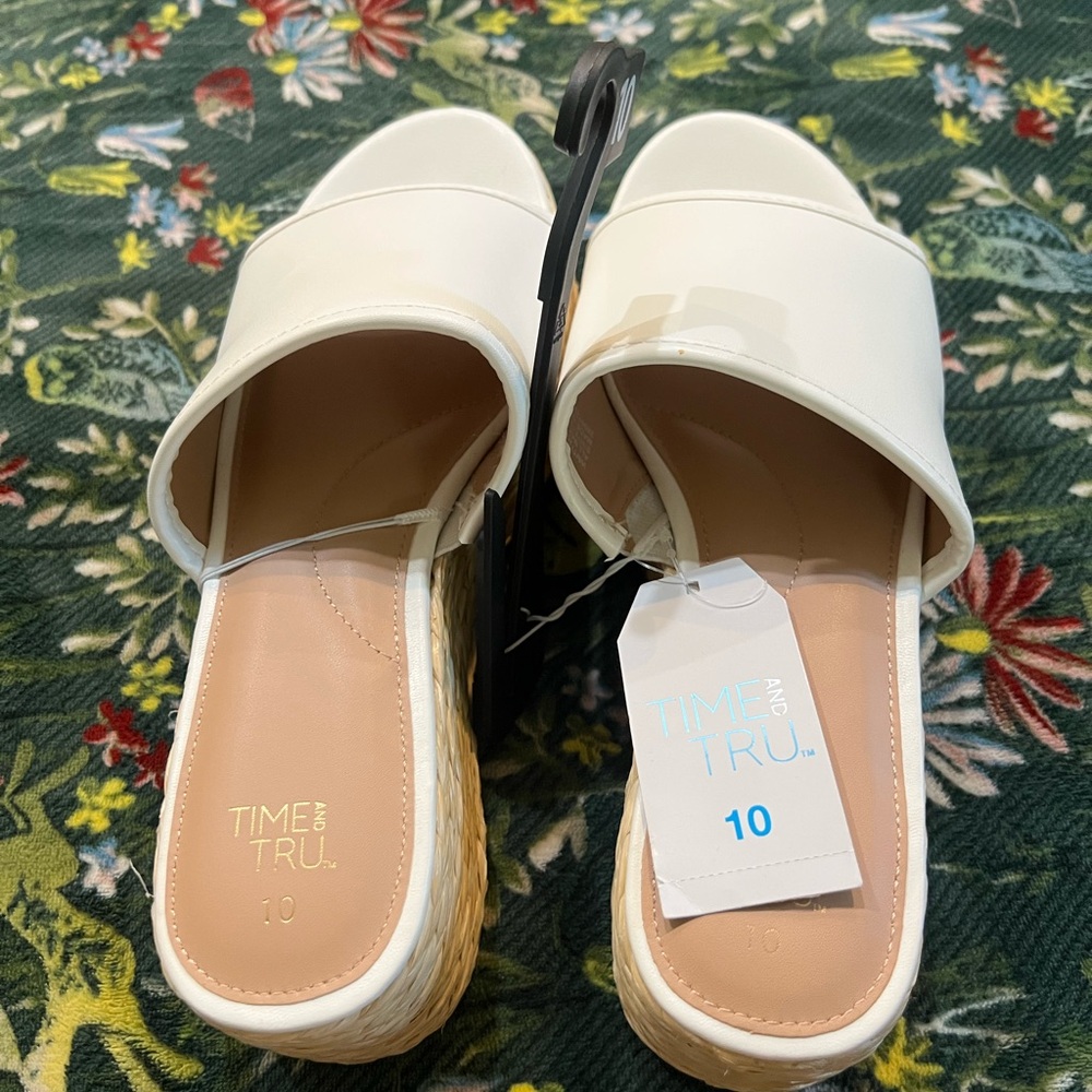 Time and Tru Women's Cream Wedge Slides Size 10 NWT - Picture 5 of 8